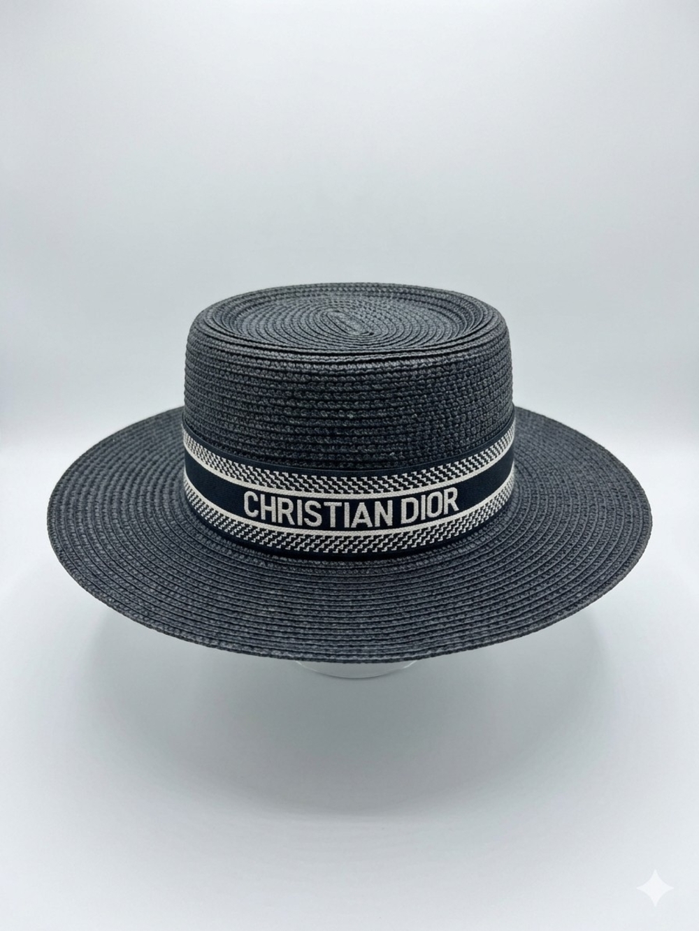 Chirstian Dior Vintage Black Straw Hat